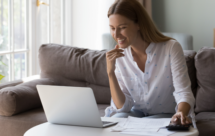 woman on a computer