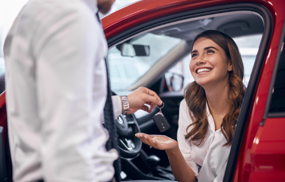 woman sitting in car